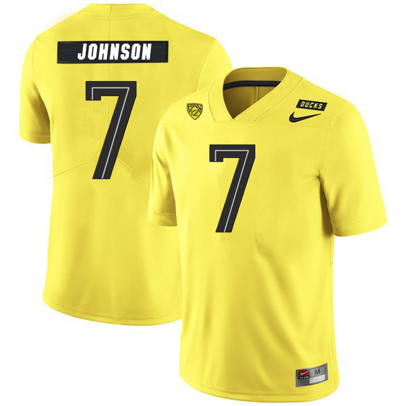 2019 Men #7 D.J. Johnson Oregon Ducks College Football Jerseys Sale-Yellow - Click Image to Close